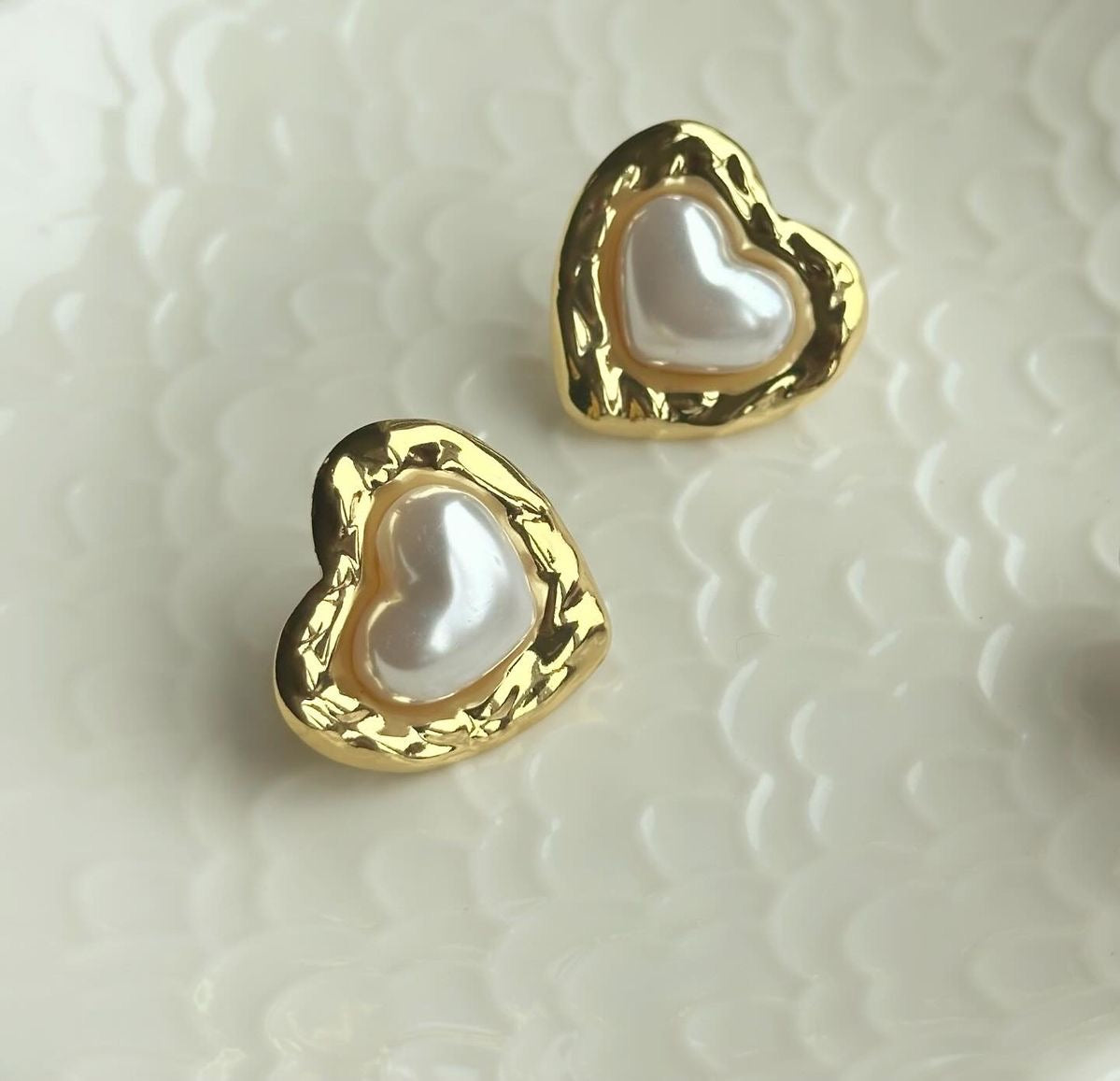 Pearl Heart Studs