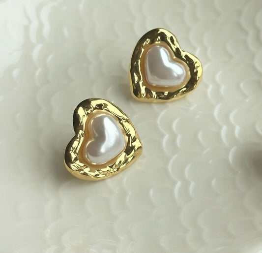 Pearl Heart Studs