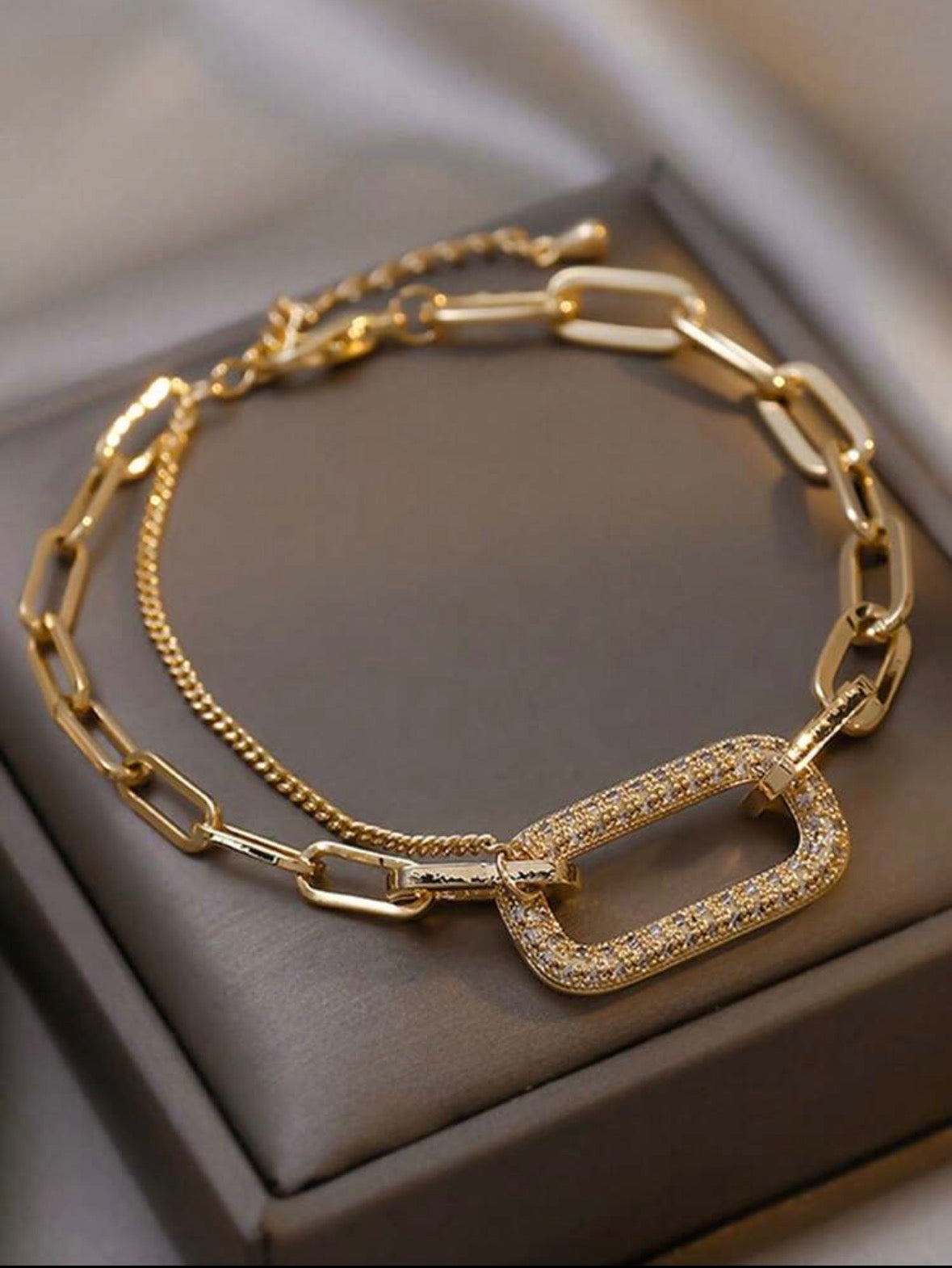 Geomatric Layered Rhinestone bracelet